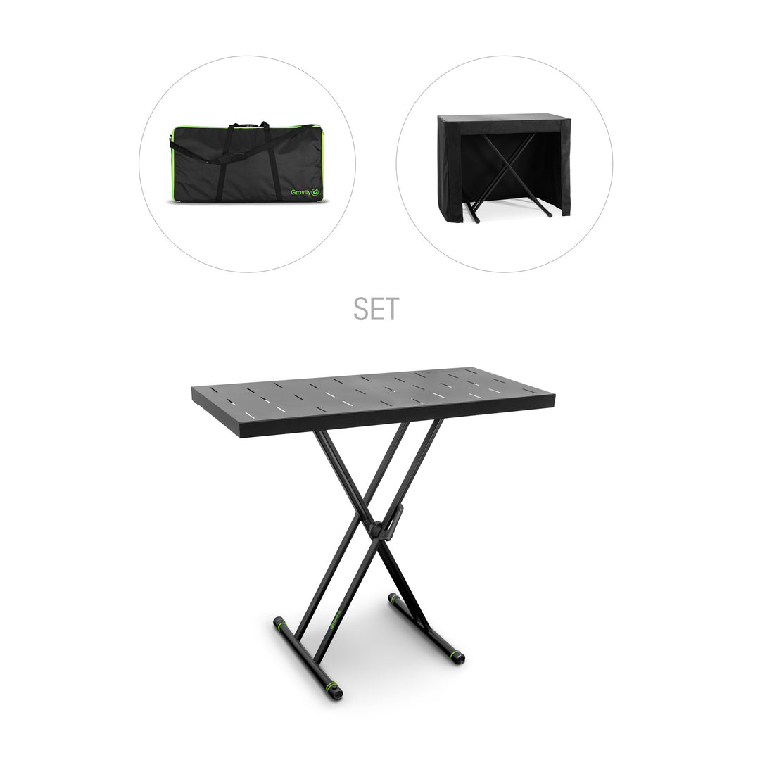 Gravity KSX 2 RD SÆT 1 - Support de clavier en forme de X avec double support et table d’appui, set 1