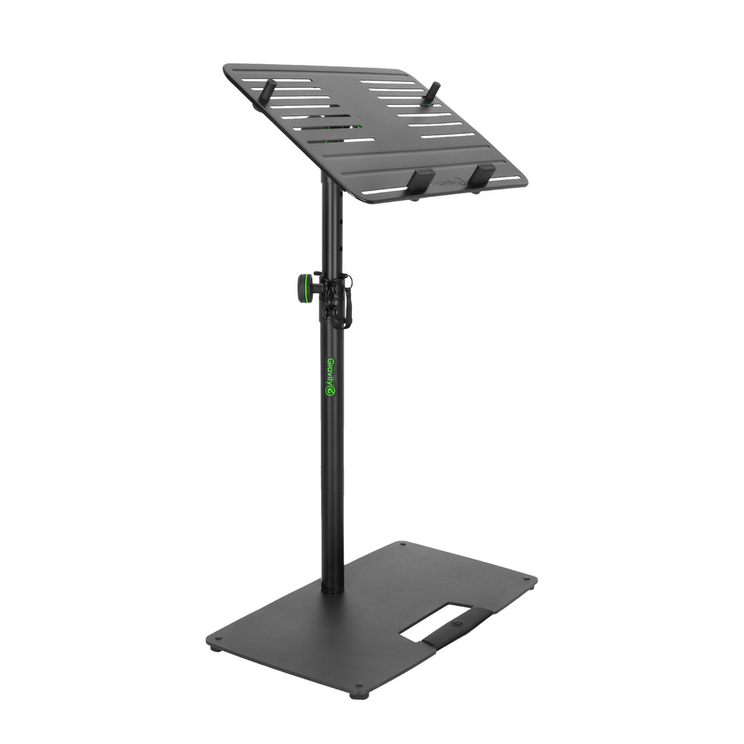Gravity LTS T 02 B - Support universel pour ordinateur portable avec tiges de maintien réglables et base en acier, noir