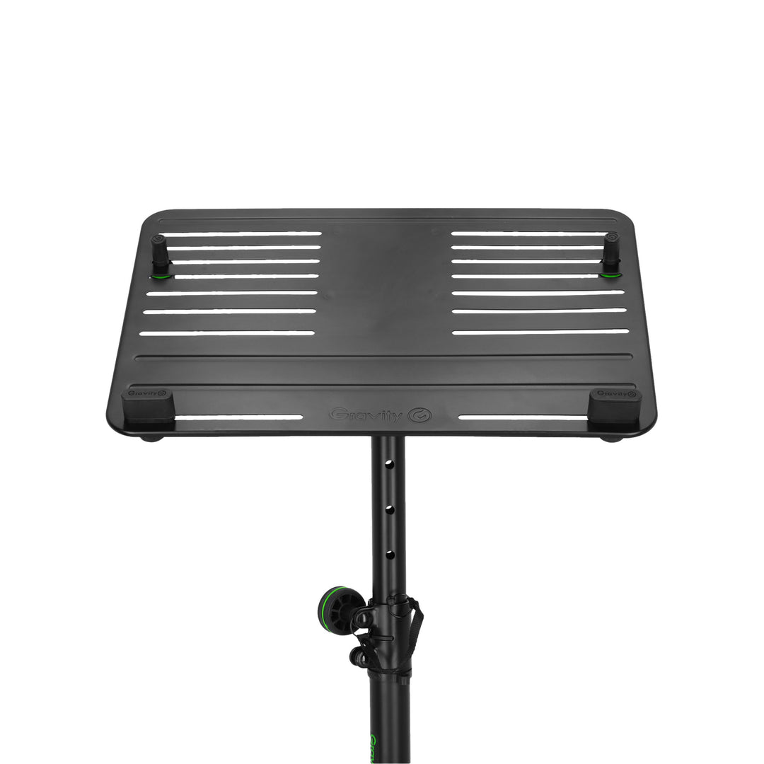 Gravity LTS T 02 B - Support universel pour ordinateur portable avec tiges de maintien réglables et base en acier, noir