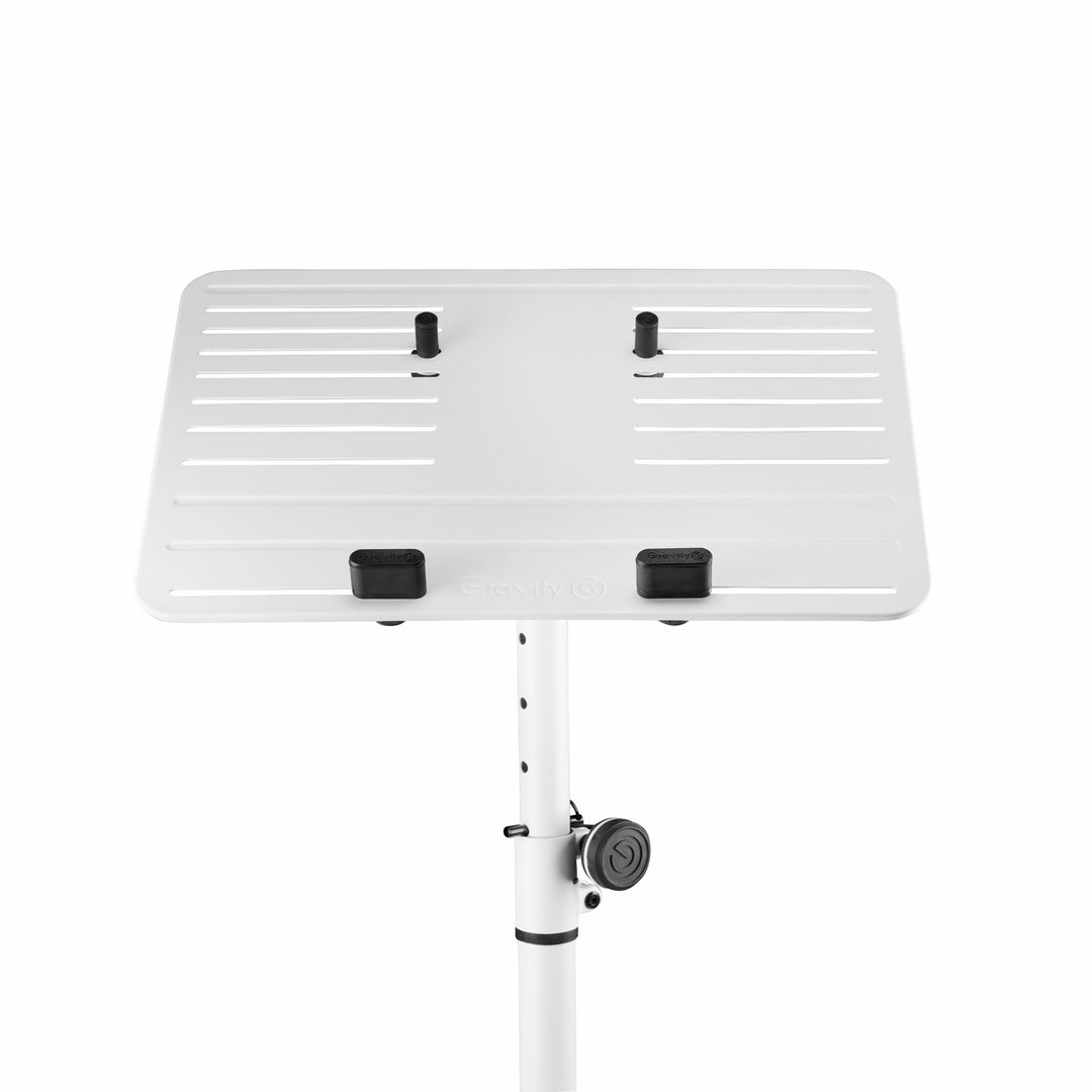 Gravity LTS T 02 W - Support universel pour ordinateur portable avec tiges de maintien réglables et base en acier