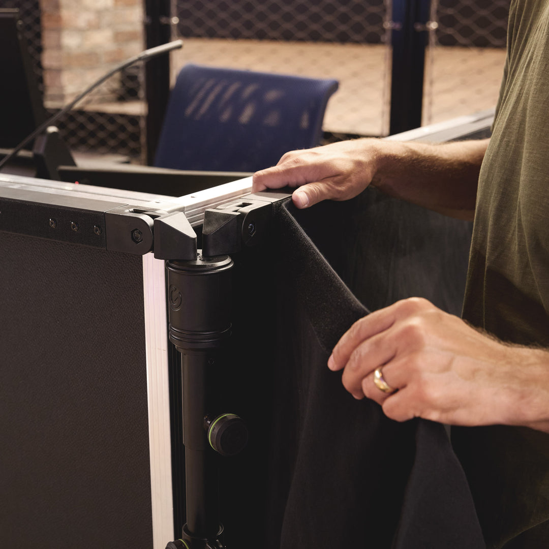 Gravity PAD T M - Barre transversale télescopique horizontale de longueur moyenne pour système de rideaux Pipe and Drape