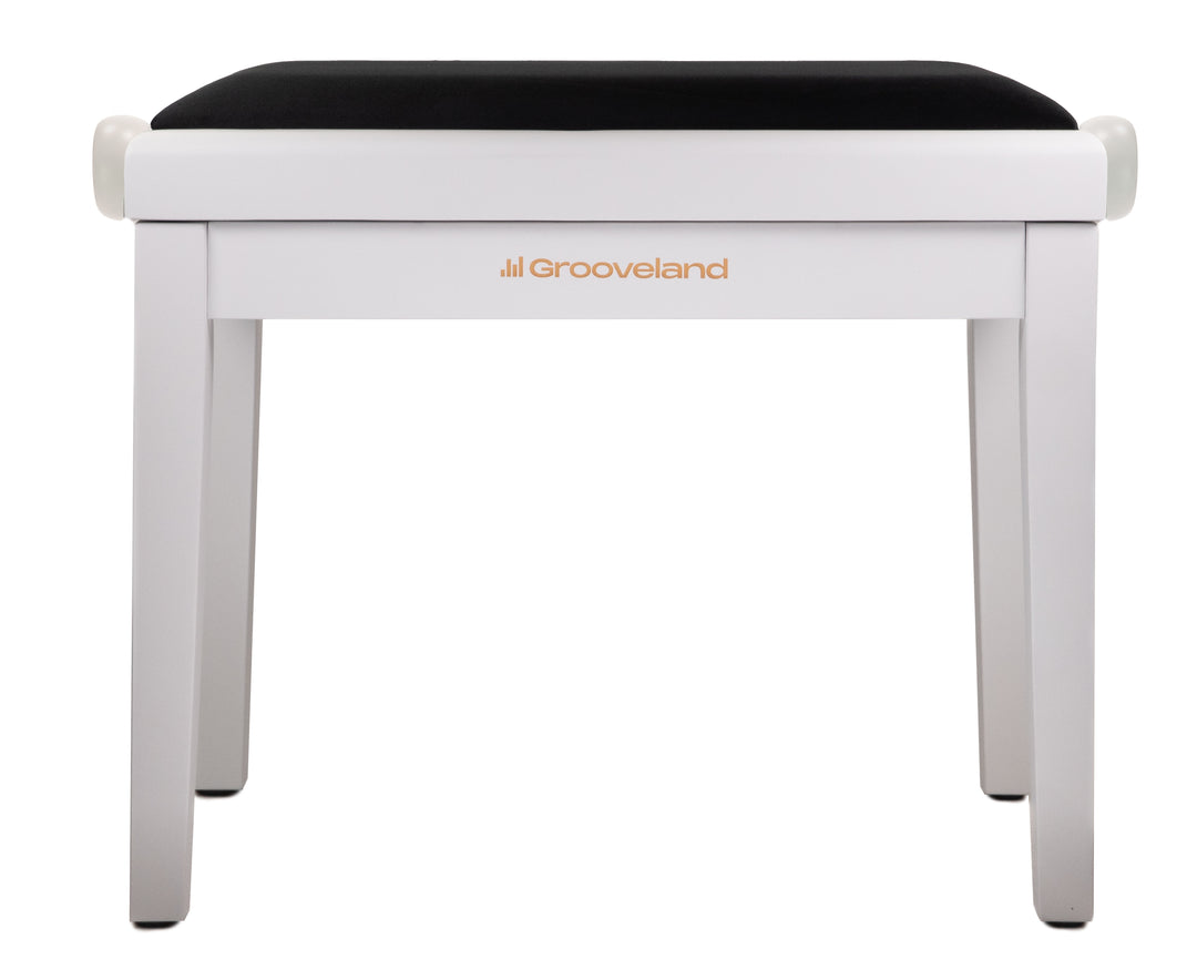 Grooveland KB200 Banc de Piano (Mat Blanc, Siège Noir)