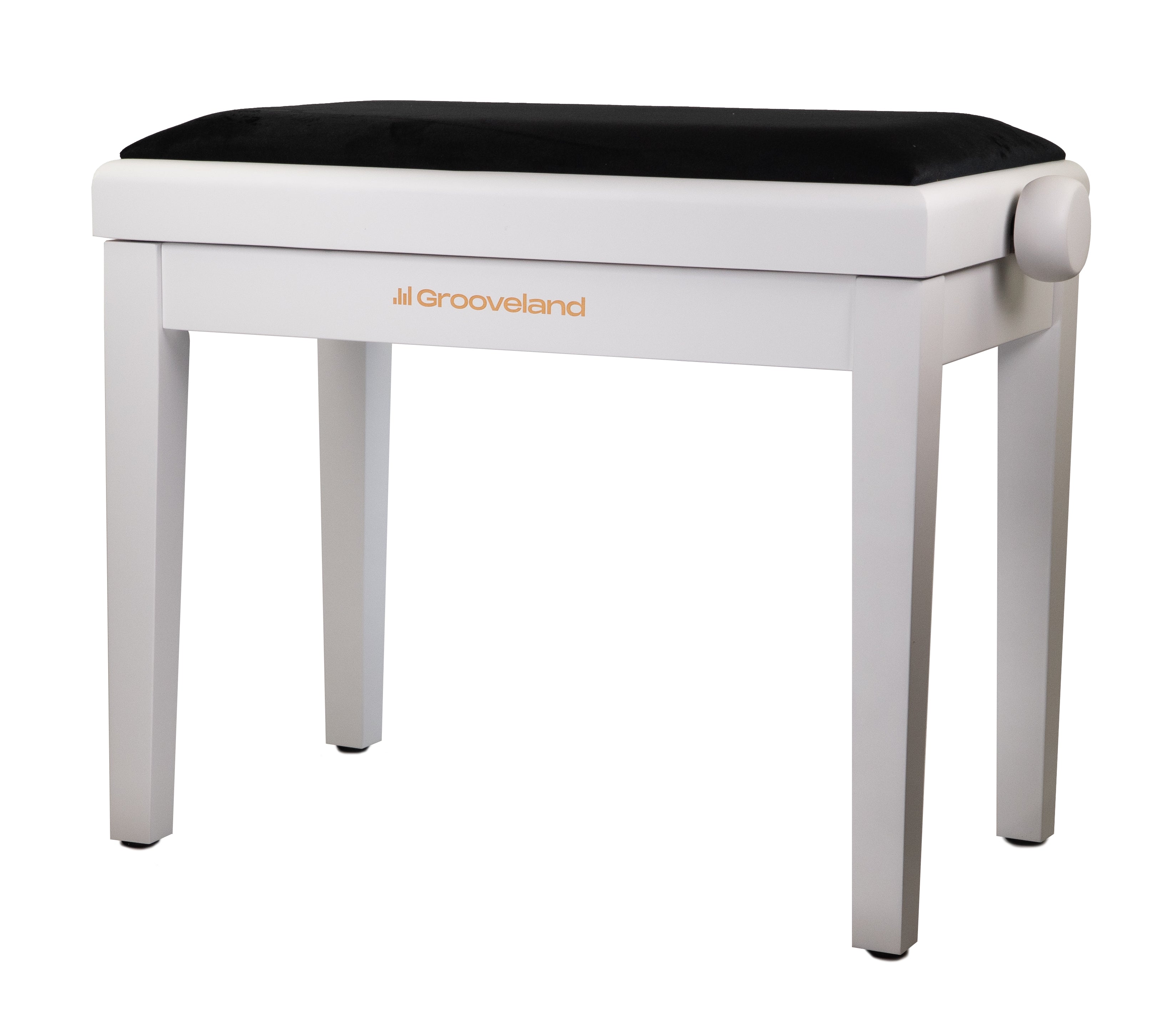 Grooveland KB200 Banc de piano (Blanc Mat, Siège Noir)