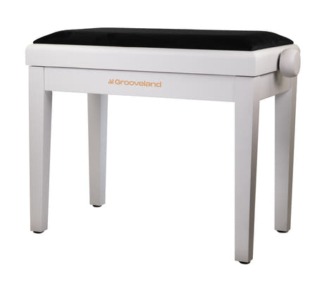 Grooveland KB200 Banc de Piano (Mat Blanc, Siège Noir)