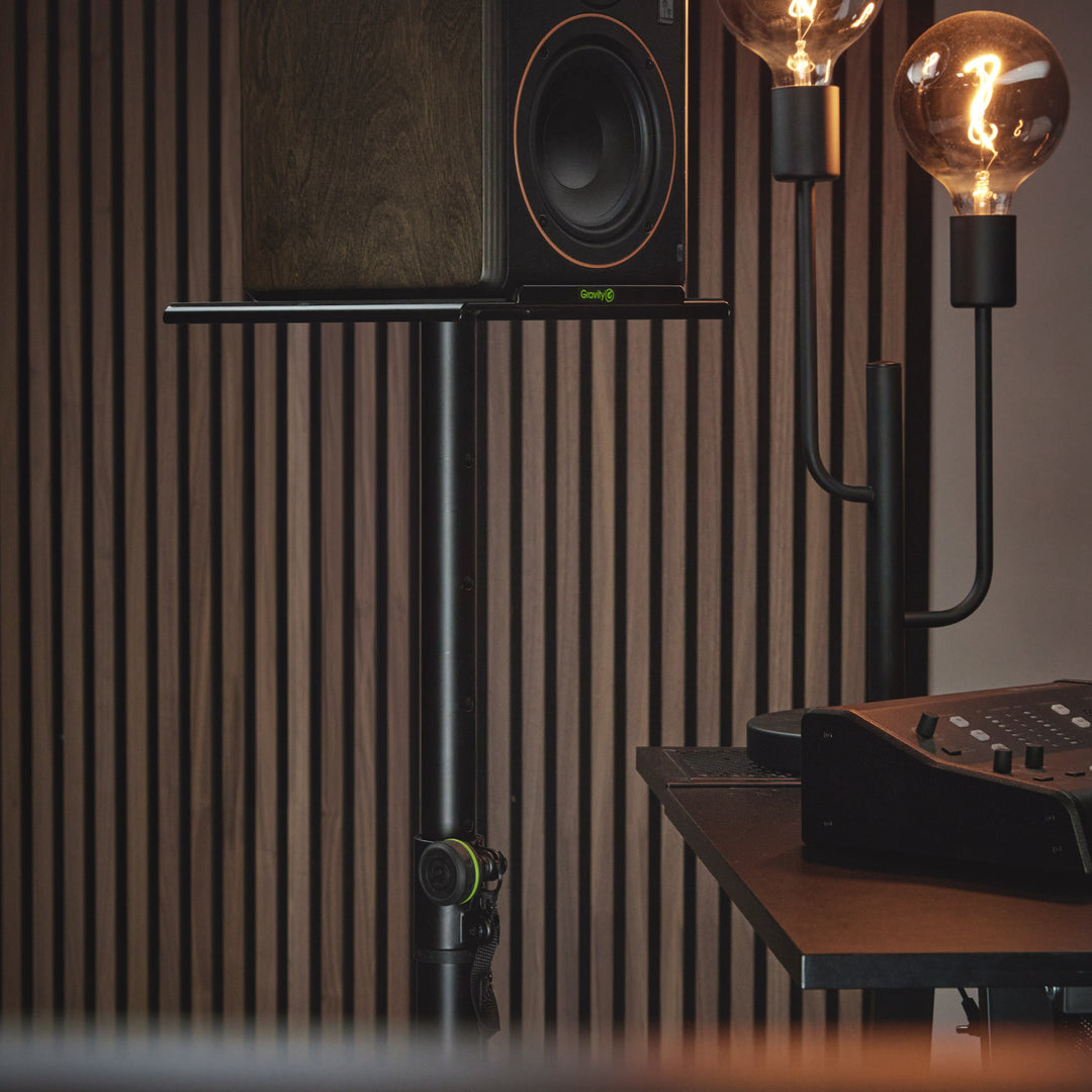 Gravity SP 3202 CS B - Support d’enceinte pour moniteur de studio avec base carrée en acier
