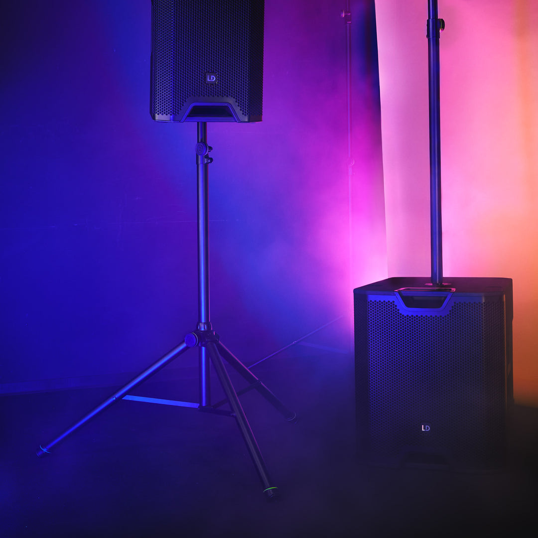 Gravity SP 5211 GS B - Pied d’enceinte avec ressort à gaz 35 mm, aluminium, noir