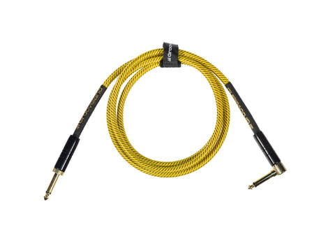 Grooveland Tweed Câble de Guitare Angulaire (1,5m - Jaune)