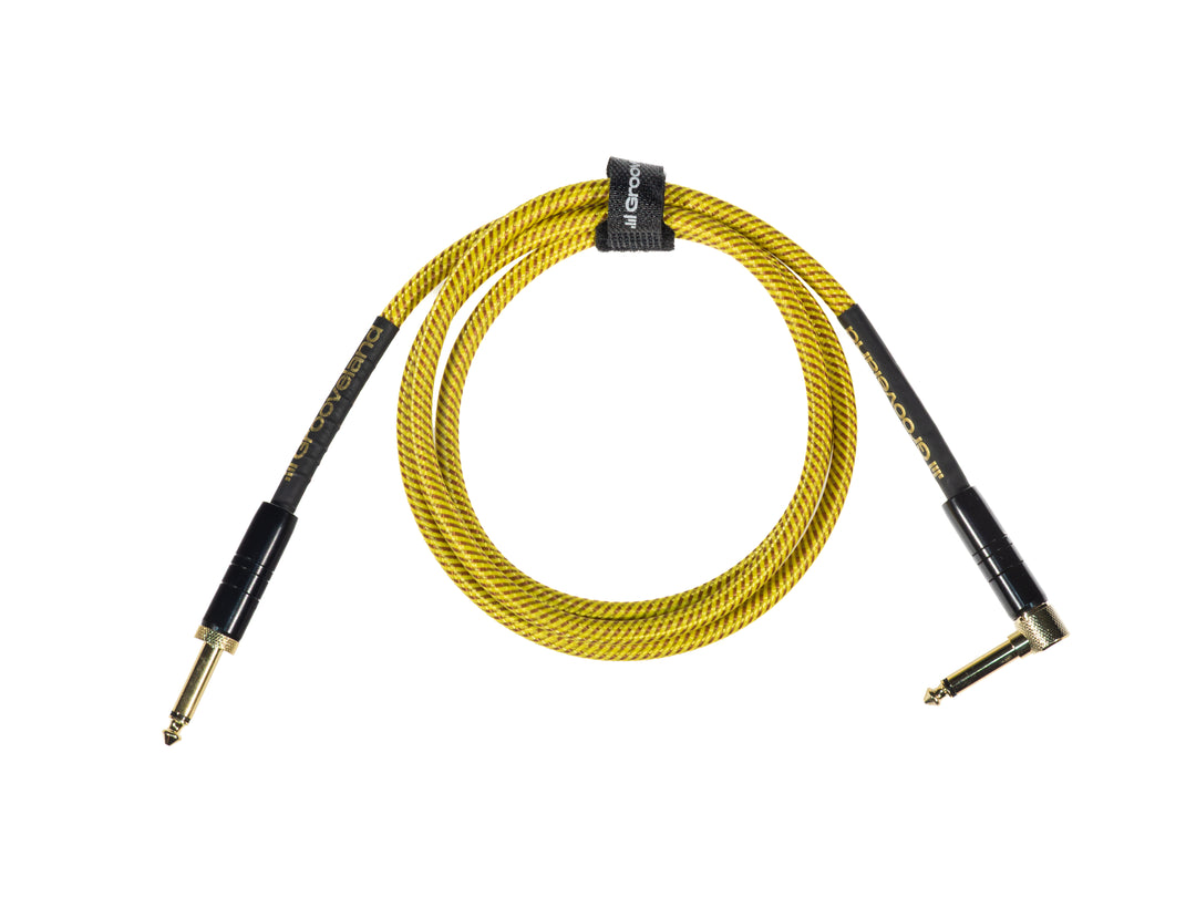 Grooveland Tweed Câble de Guitare Angulaire (1,5m - Jaune)