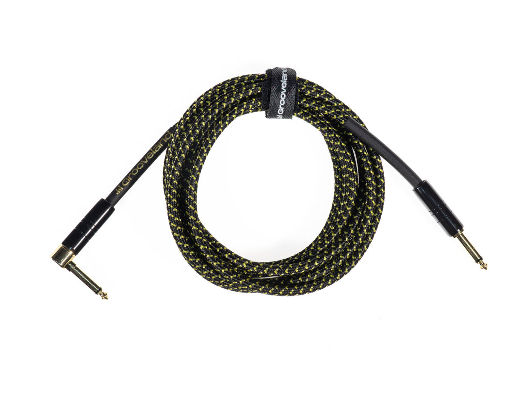 Grooveland Tweed Câble de Guitare Angulaire (3m - Noir)