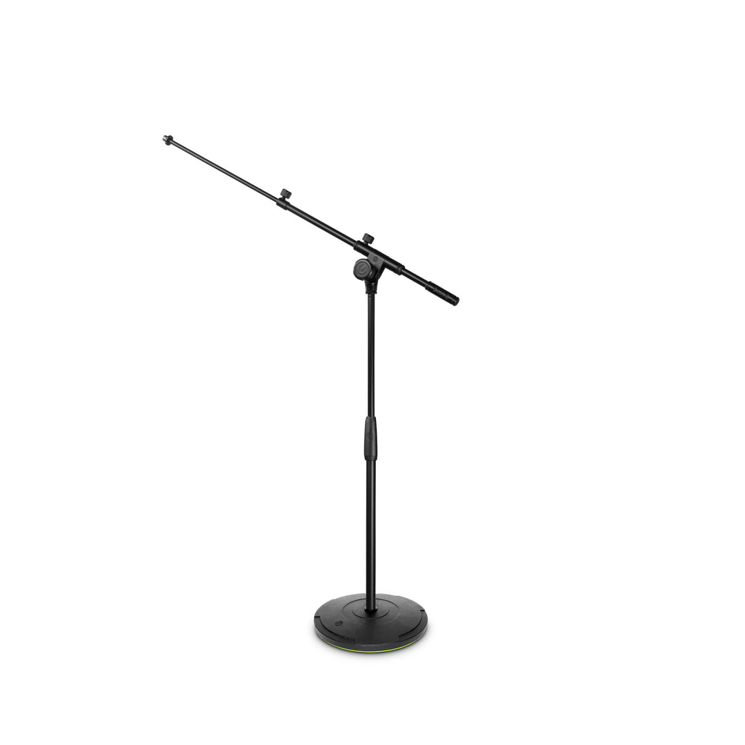 Gravity TMS 2222 - Pied de microphone court de tournée avec base ronde et perche télescopique avec réglage en 2 points