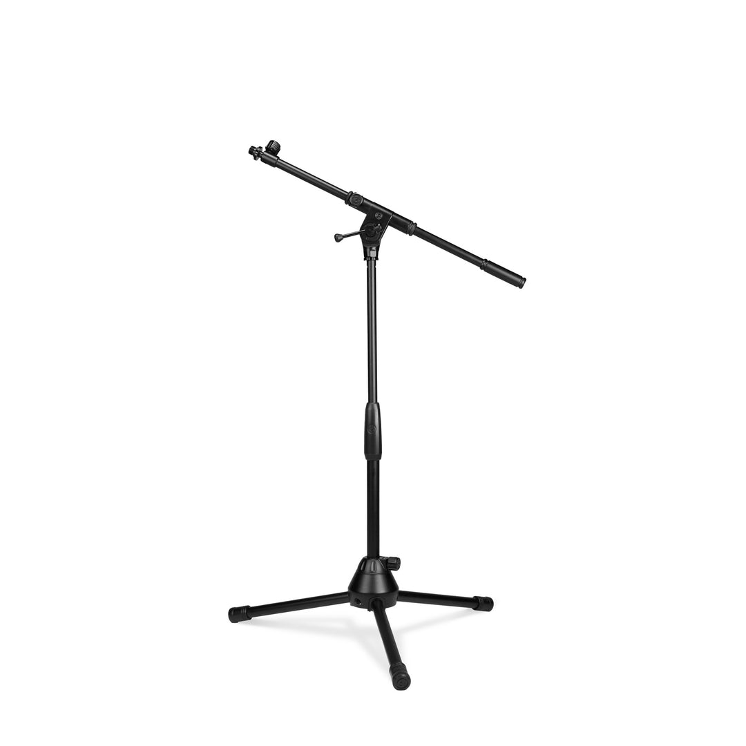 Gravity TMS 4232 B - Série Touring, Stand de microphone court avec trépied pliable et perche télescopique réglable en 2 points, noir