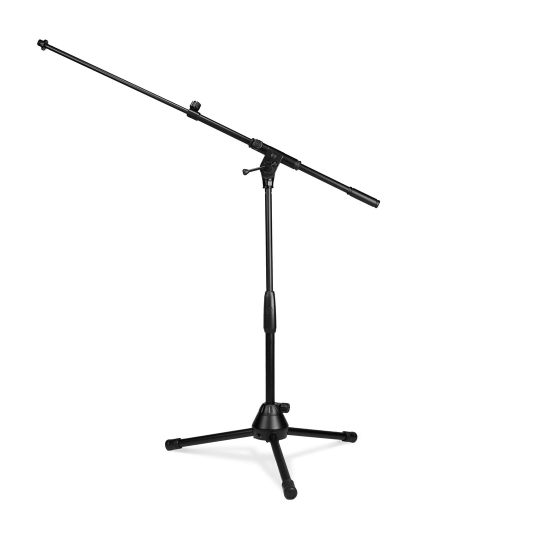 Gravity TMS 4232 B - Série Touring, Stand de microphone court avec trépied pliable et perche télescopique réglable en 2 points, noir
