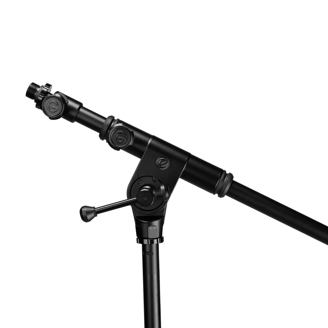 Gravity TMS 4232 B - Série Touring, Stand de microphone court avec trépied pliable et perche télescopique réglable en 2 points, noir