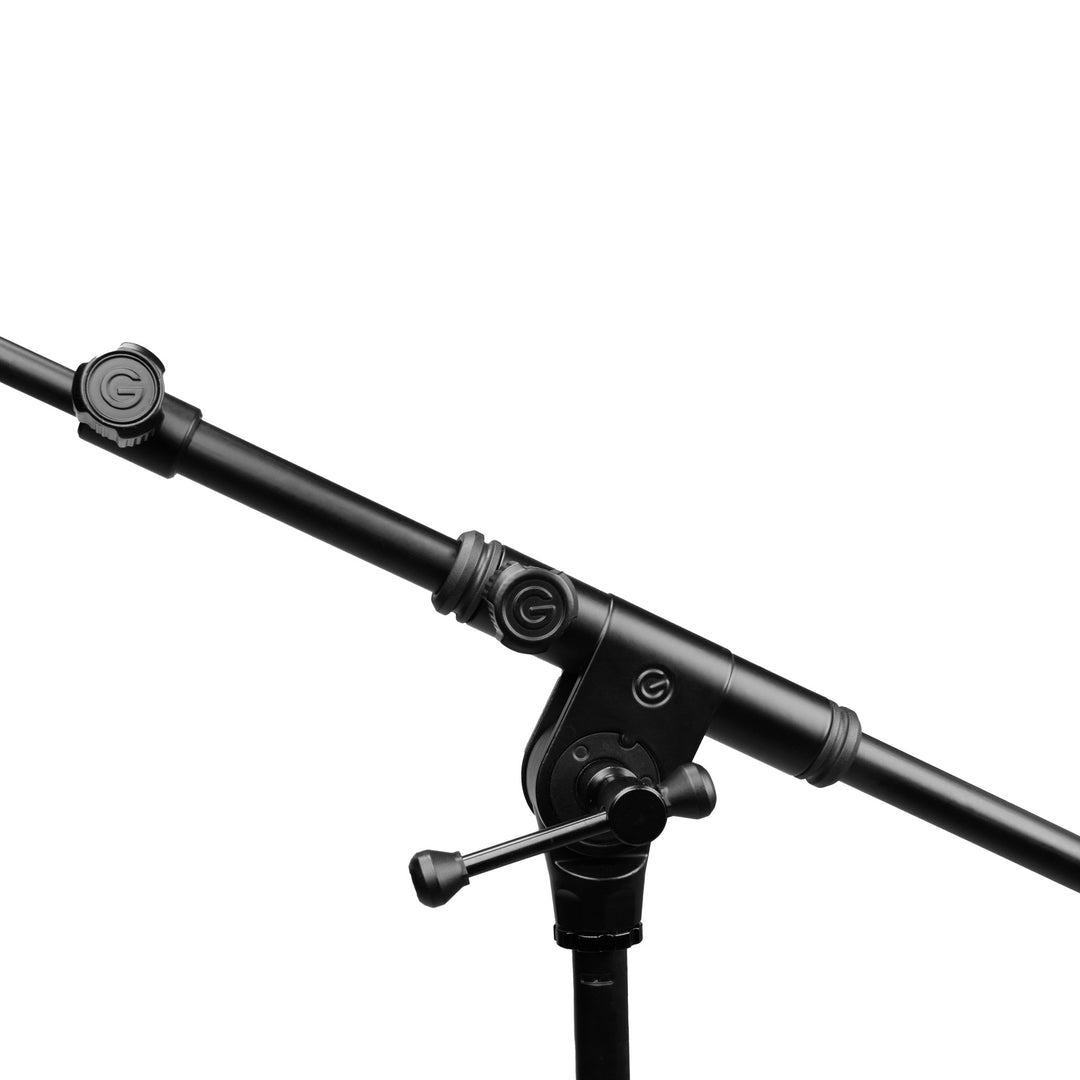 Gravity TMS 4232 B - Série Touring, Stand de microphone court avec trépied pliable et perche télescopique réglable en 2 points, noir
