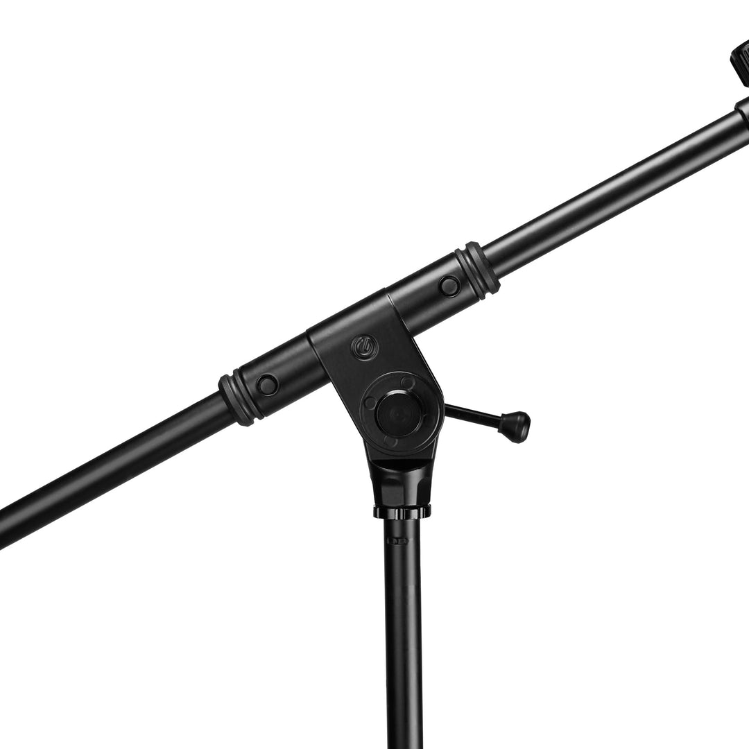Gravity TMS 4232 B - Série Touring, Stand de microphone court avec trépied pliable et perche télescopique réglable en 2 points, noir