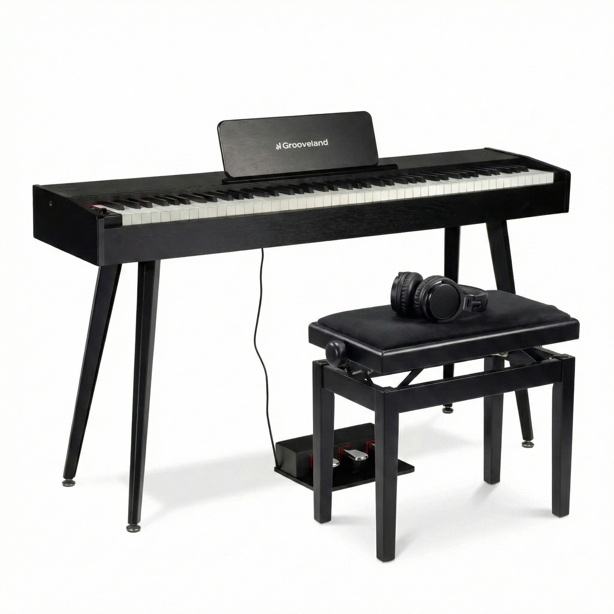 Grooveland DDP-140 Electric Piano (Black) Bundle