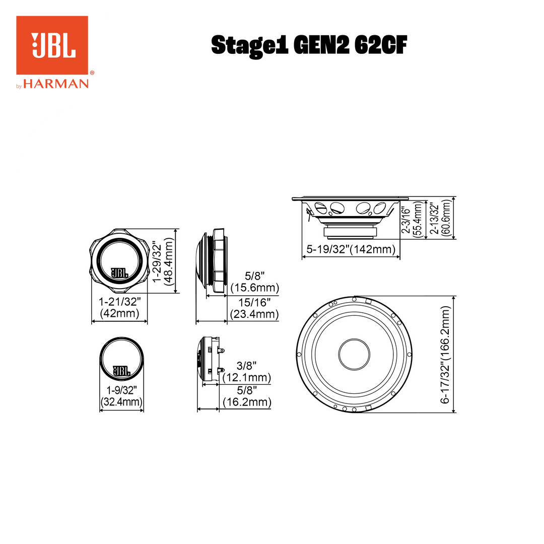 JBL Stage1 Gen2 62 haut-parleurs auto coaxiaux 6,5"
