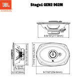 JBL Stage1 Gen2 962M haut-parleurs auto 3 voies 6x9"