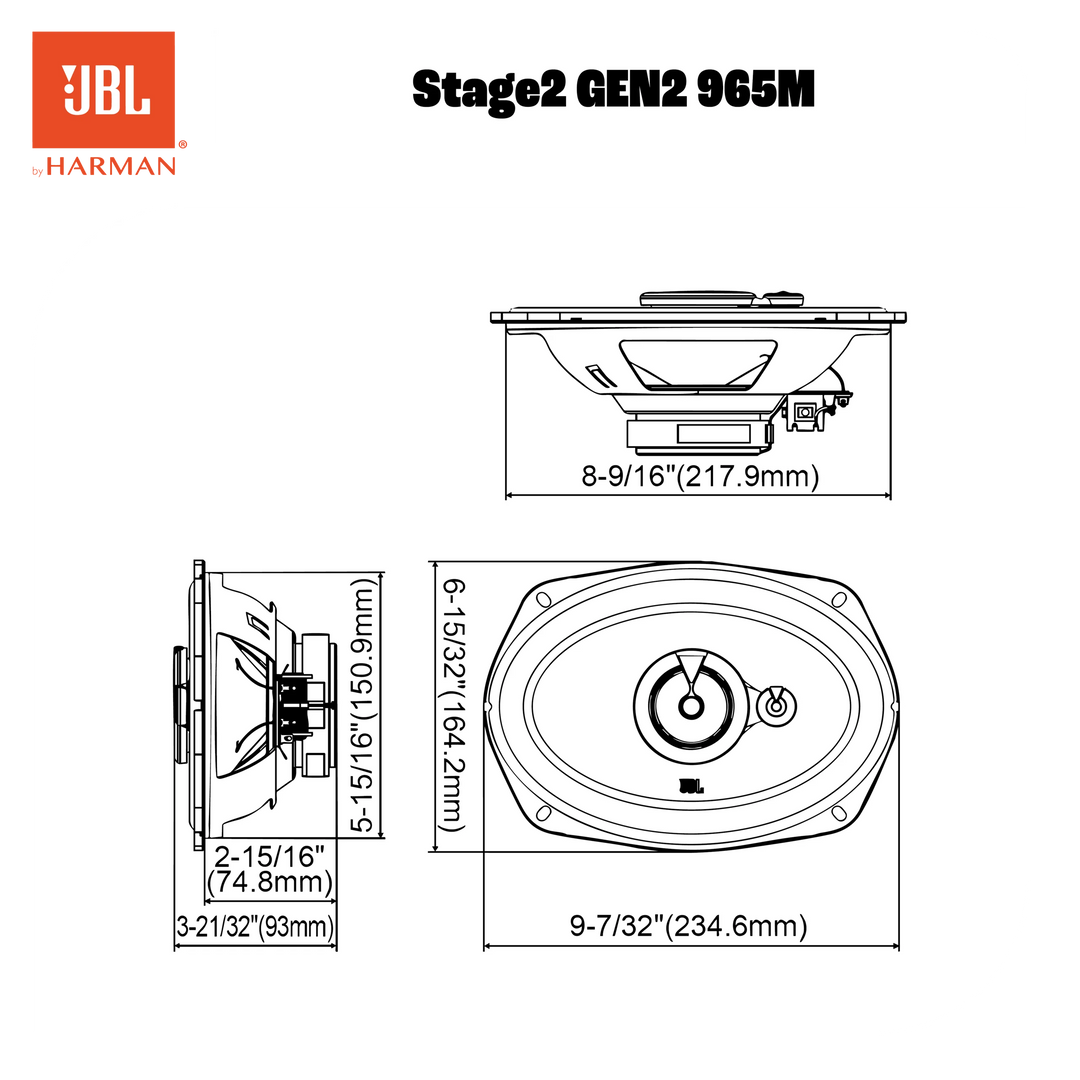 JBL Stage2 Gen2 965M haut-parleurs auto 3 voies 6x9"