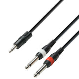 Adapter Cable 3.5mm Jack Stereo to 2 x 6.3 mm Jack mono