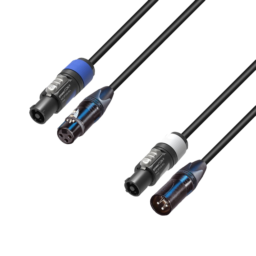 Adam Hall Câbles 5 STAR H PCON D 0500 - Câble hybride | DMX Neutrik® XLR à 3 broches x powerCON® | 5 m