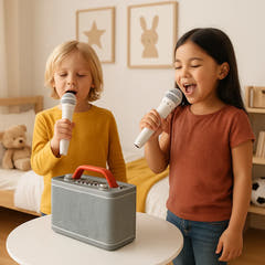 Système Karaoké avec 2 microphones (Blanc)