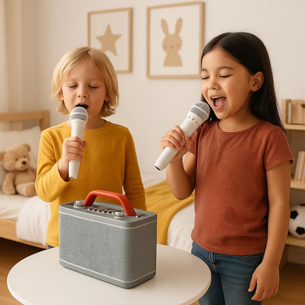 Système Karaoké avec 2 microphones (Blanc)