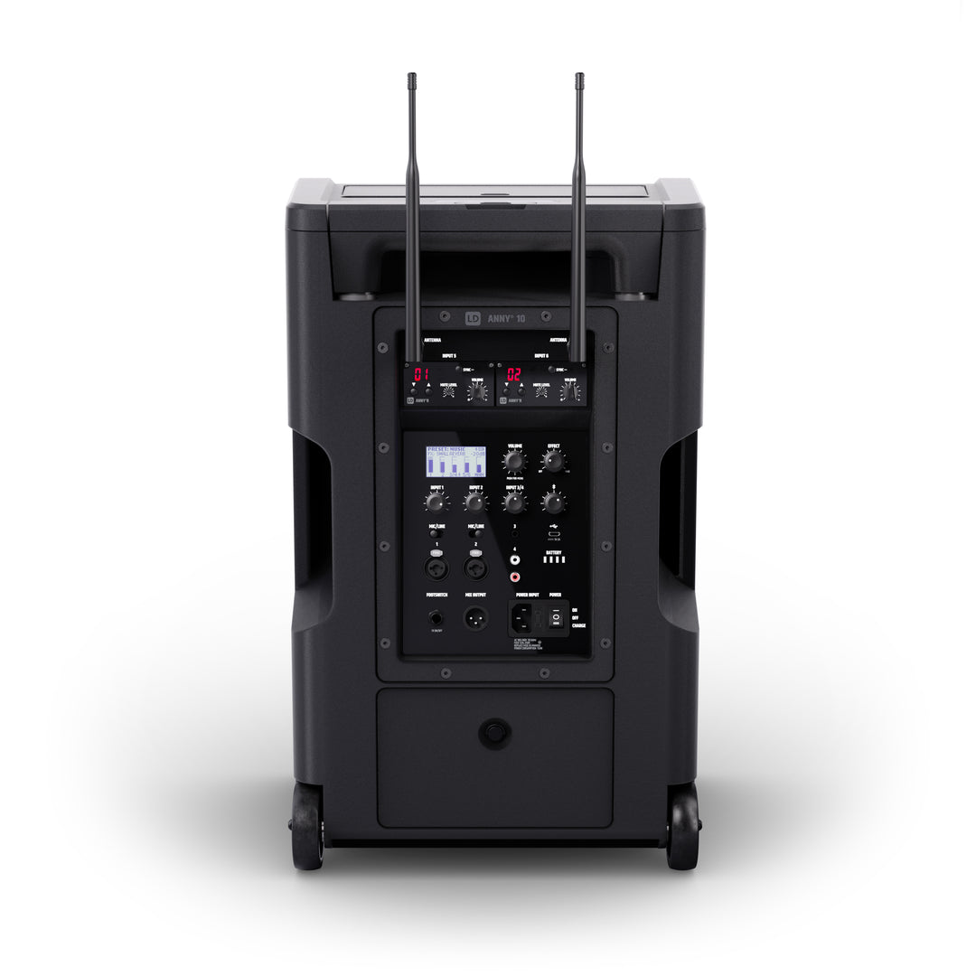 LD Systems ANNY® 10 BPH 2 B5 - Système PA Bluetooth® portable 10" sur batterie avec mixer et 2x micros serre-tête (incl. bodypacks)