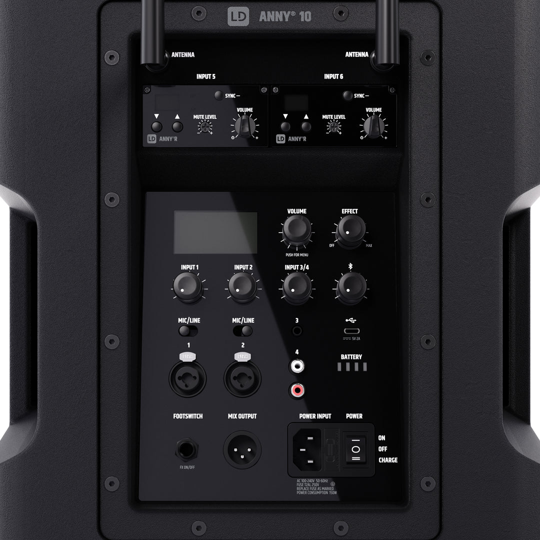 LD Systems ANNY® 10 HHD 2 B5 - Système PA portable alimenté par batterie de 10" avec Bluetooth® et mixeur, équipé de 2 microphones sans fil à main
