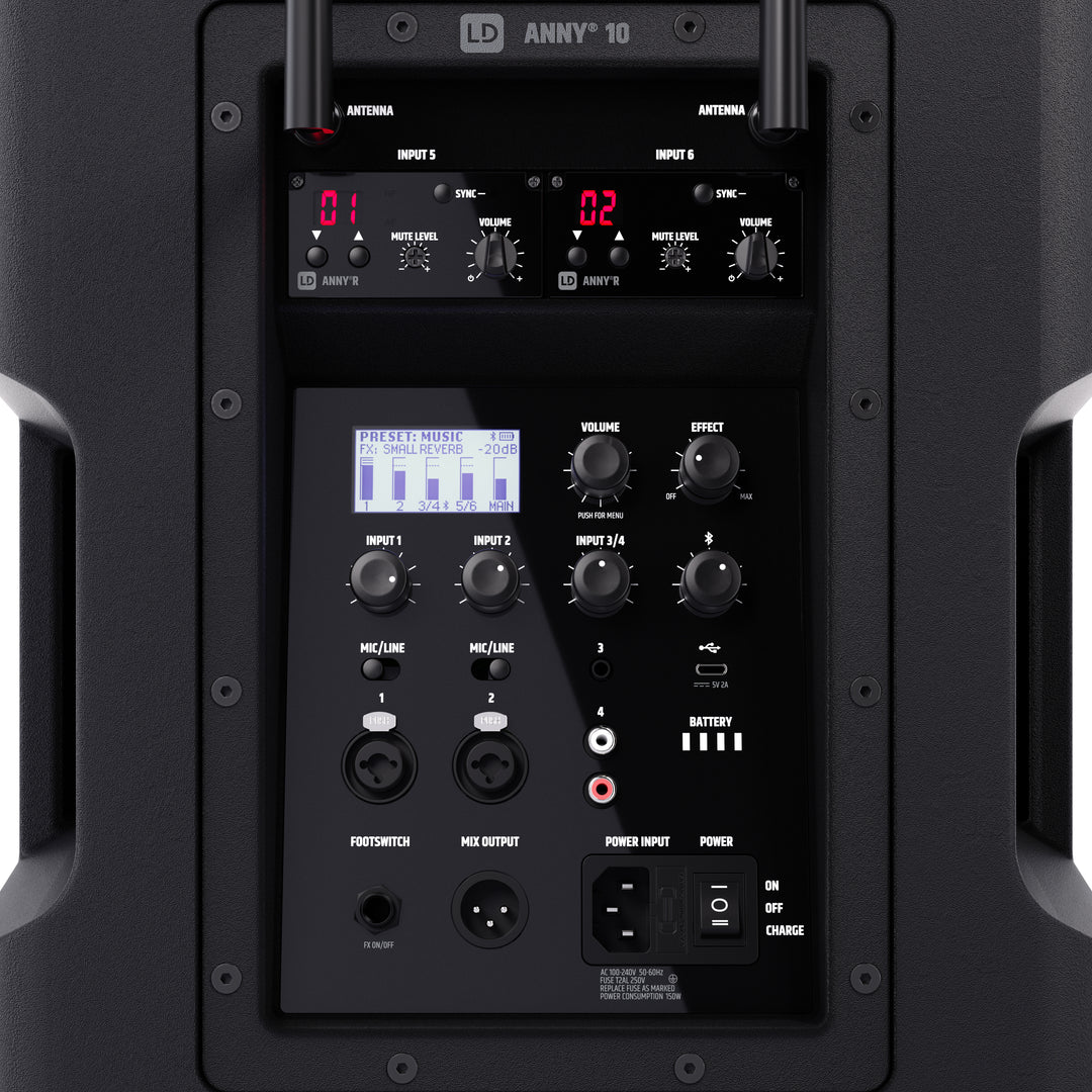 LD Systems ANNY® 10 HHD 2 B5 - Système PA portable alimenté par batterie de 10" avec Bluetooth® et mixeur, équipé de 2 microphones sans fil à main