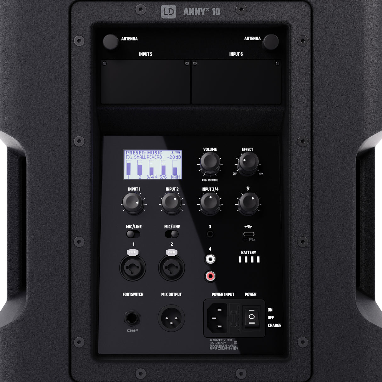 LD Systems ANNY® 10 - 10" système PA Bluetooth® portable sur batterie avec mixer