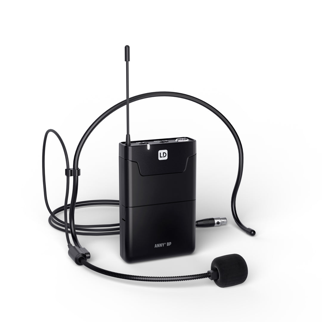 LD Systems ANNY® 8 BPH B5 - Enceinte PA Bluetooth® portable sur batterie avec mixer et 1x micro-casque (bodypack inclus), noir de scène Black