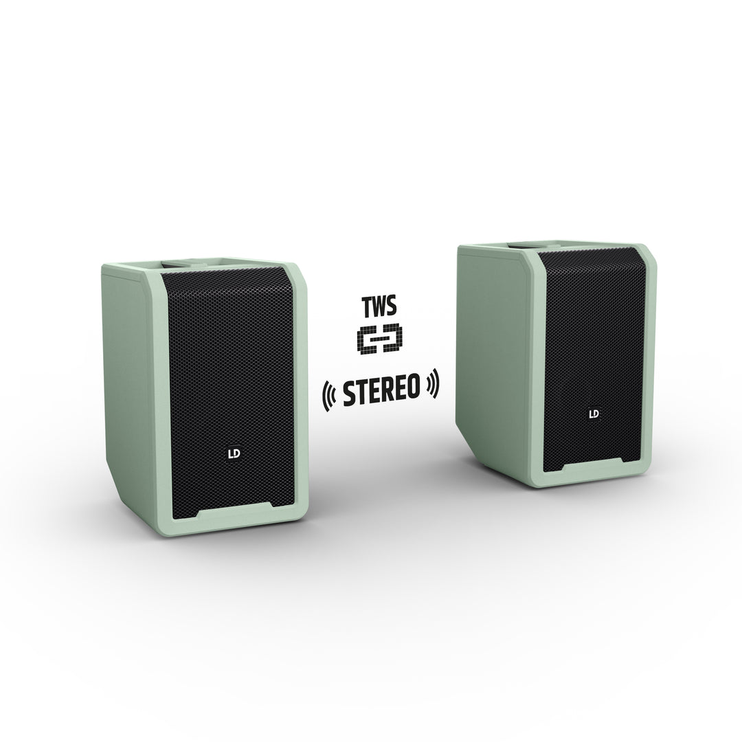 LD Systems ANNY® 8 BPH B6 GN - Enceinte PA transportable sur batterie avec Bluetooth® et mixer, avec 1x micro-casque (incl. bodypack), vert aventure