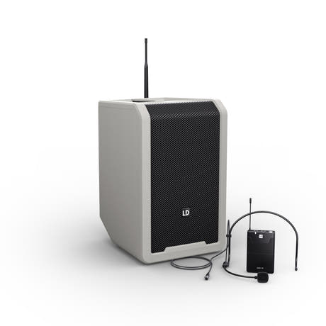 LD Systems ANNY® 8 BPH B6 G - Enceinte PA portable sur batterie avec Bluetooth® et mixer, avec 1x micro-casque (incl. bodypack), gris urbain