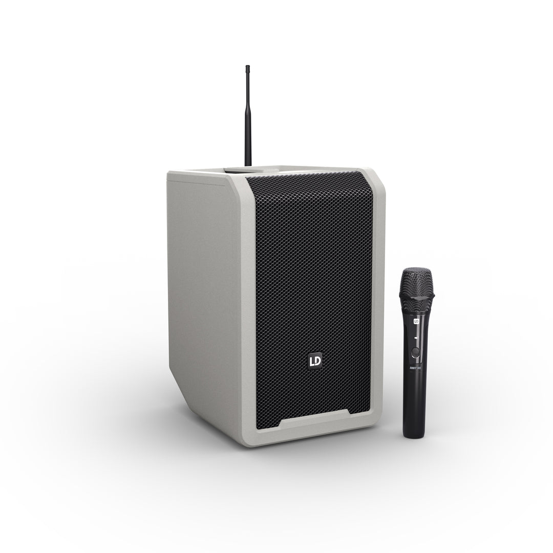 LD Systems ANNY® 8 HHD B5 G - Enceinte PA Bluetooth® portable sur batterie avec mixer et 1x micro main sans fil, gris urbain