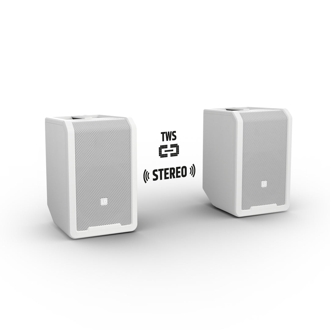 LD Systems ANNY® 8 HHD B5 W - Enceinte PA Bluetooth® portable sur batterie avec mixer et 1x micro main sans fil, blanc pur