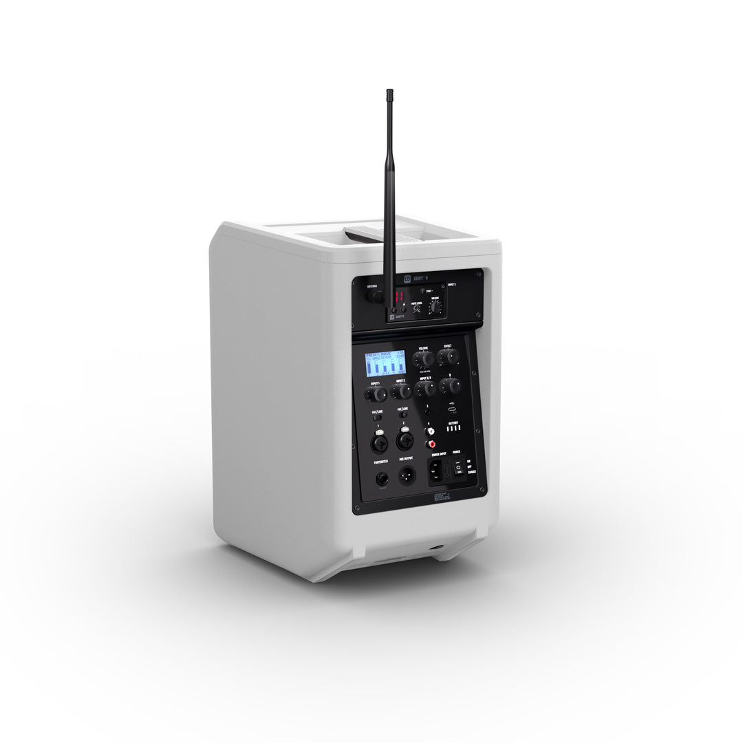LD Systems ANNY® 8 HHD B5 W - Enceinte PA Bluetooth® portable sur batterie avec mixer et 1x micro main sans fil, blanc pur