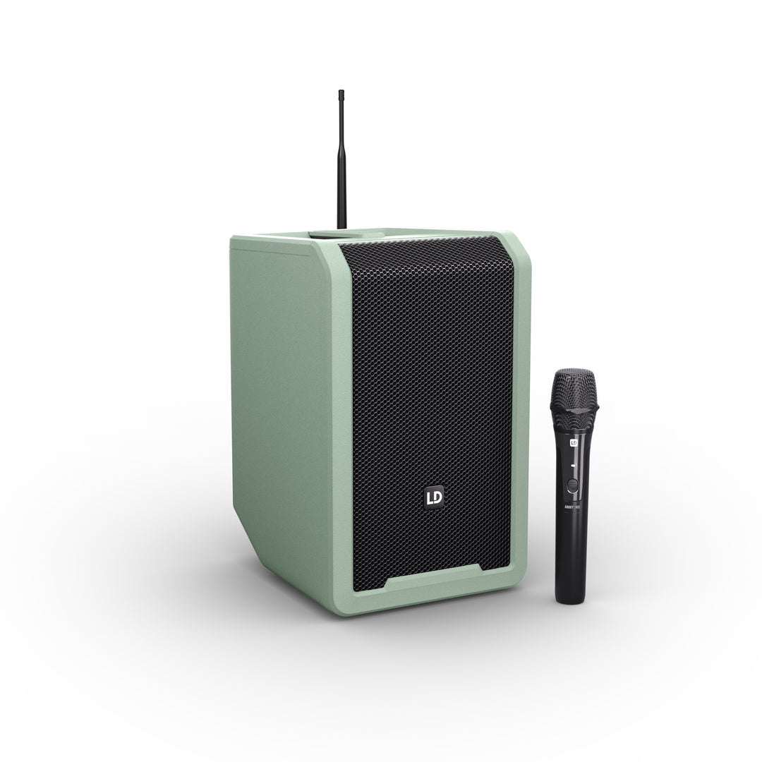 LD Systems ANNY® 8 HHD B6 GN - Enceinte PA Bluetooth® portable sur batterie avec mixer et 1x micro main sans fil, vert aventure
