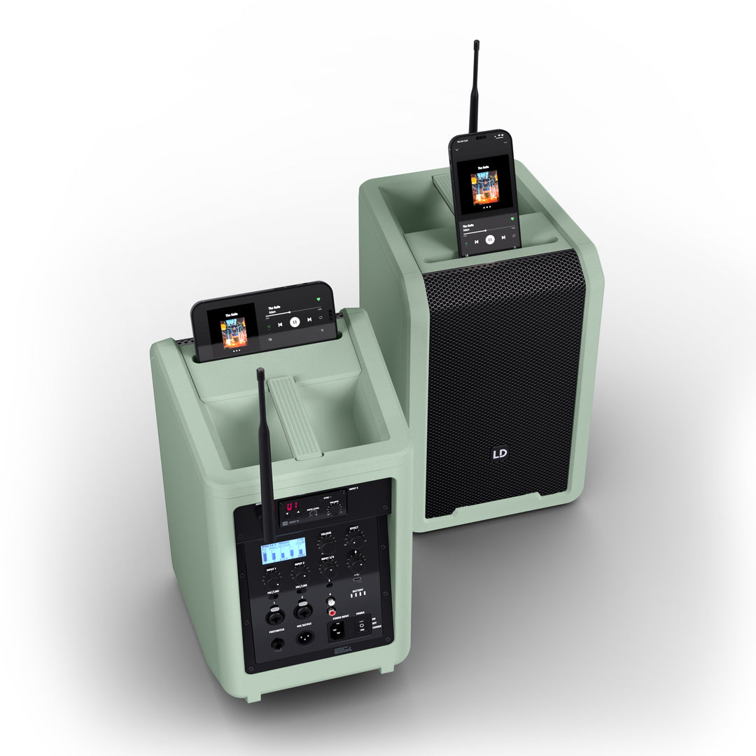 LD Systems ANNY® 8 HHD B6 GN - Enceinte PA Bluetooth® portable sur batterie avec mixer et 1x micro main sans fil, vert aventure