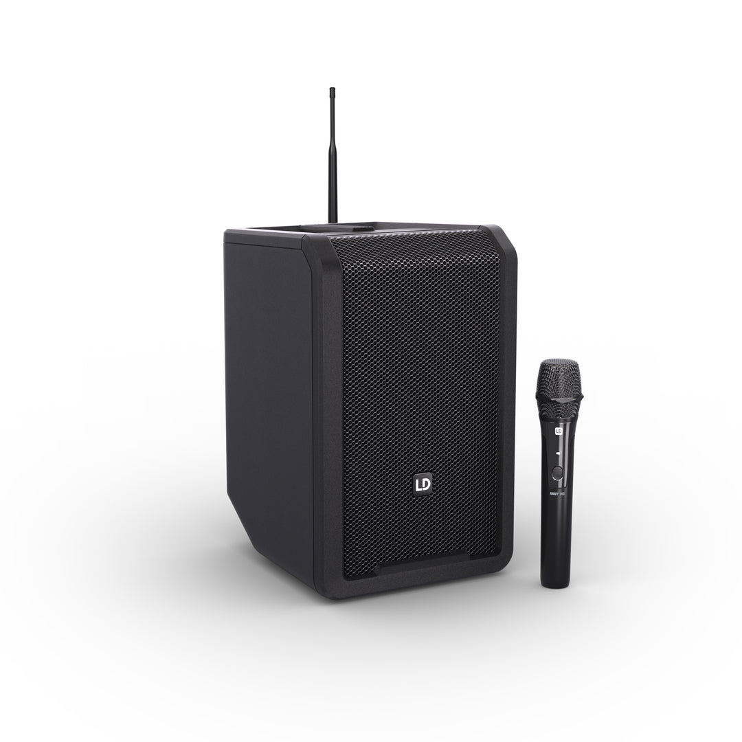 LD Systems ANNY® 8 HHD B8 - Enceinte PA Bluetooth® portable sur batterie avec mixer et 1 x micro main sans fil, noir de scène Black