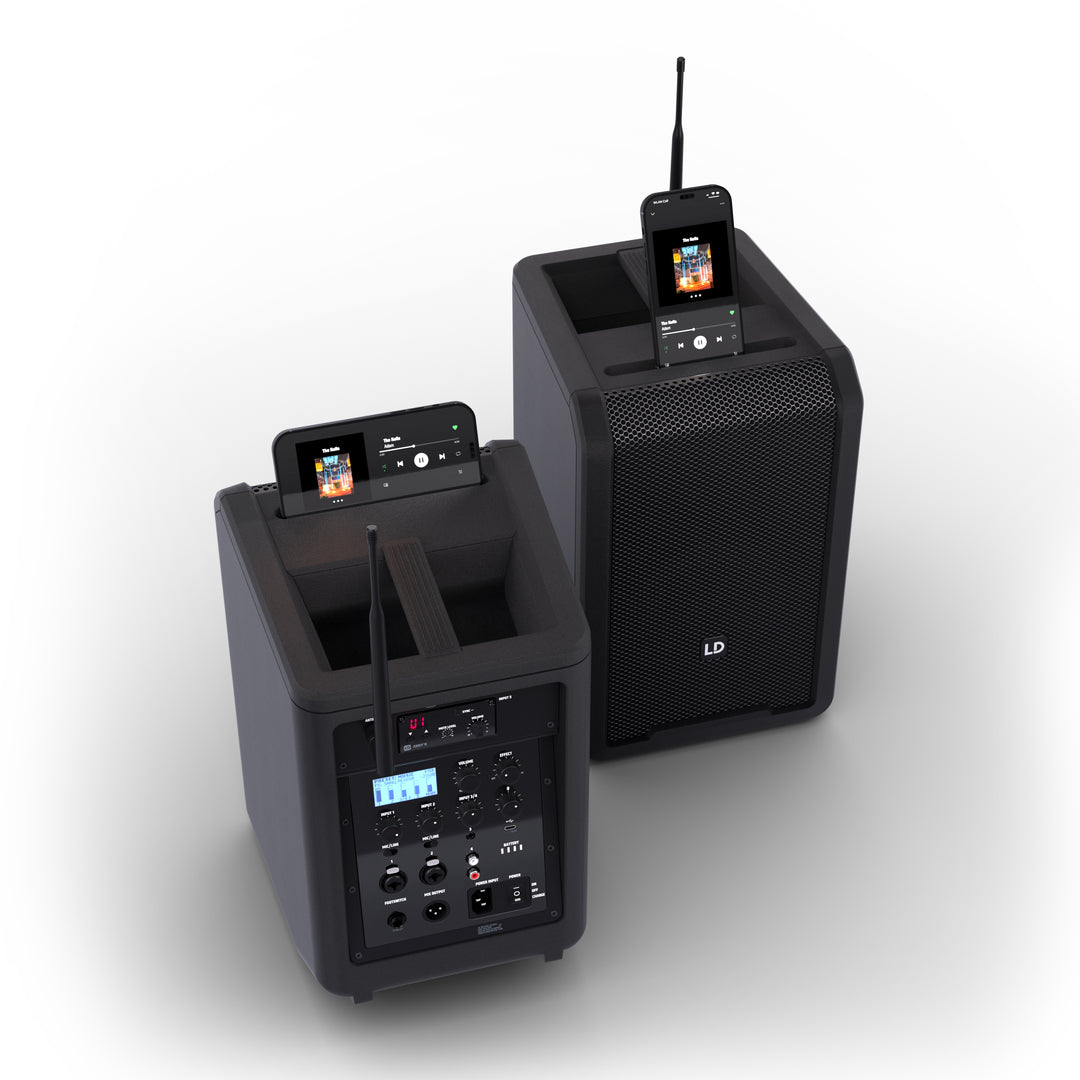 LD Systems ANNY® 8 HHD B8 - Enceinte PA Bluetooth® portable sur batterie avec mixer et 1 x micro main sans fil, noir de scène Black