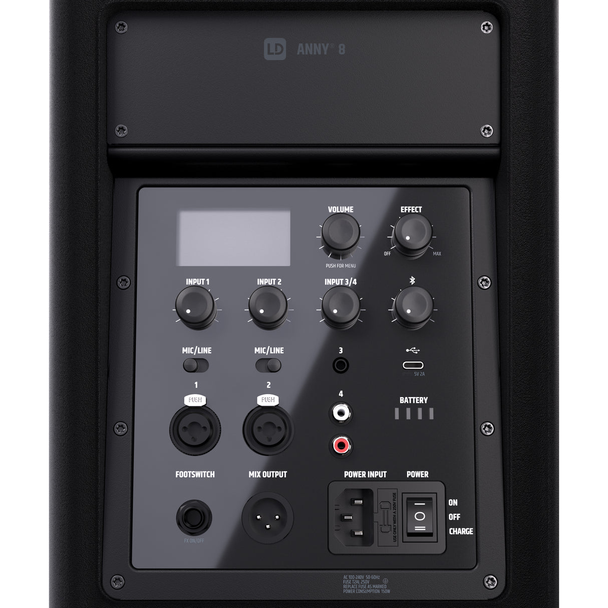LD Systems ANNY® 8 - Enceinte PA Bluetooth® portable sur batterie avec mixer, Stage Black