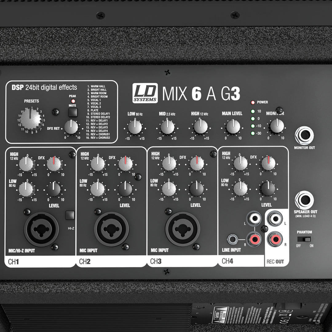 LD Systems MIX 6 A G3 - enceinte active 2 voies avec mixer 4 canaux intégré