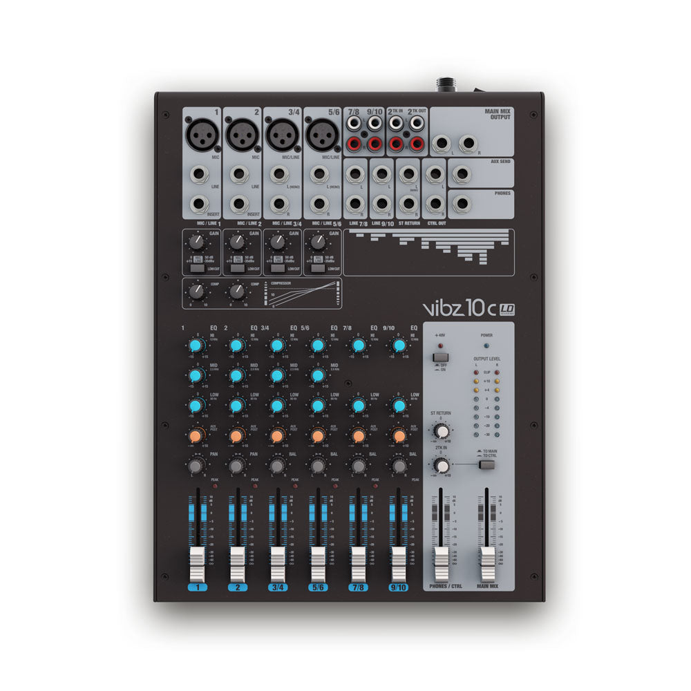 LD Systems VIBZ 10 C – Console de mixage 10 canaux avec compresseur