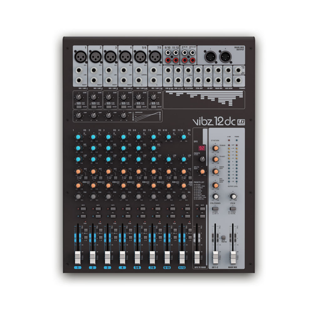 LD Systems VIBZ 12 DC - Console de mixage 12 canaux avec DFX et compresseur