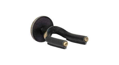 Levys FGHNGR support mural pour guitare, laiton et cuir noir