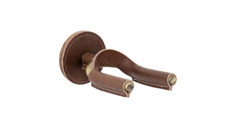 Levys FGHNGR support mural pour guitare, laiton et cuir marron