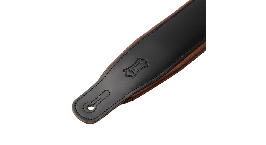 Levys M26PD sangle de guitare, noire avec envers marron clair