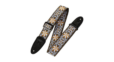 Levys M8HT-13 sangle de guitare 2", motif floral jaune et blanc