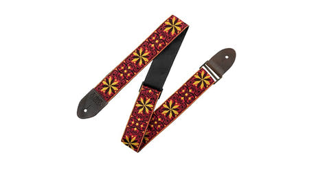 Levys M8HTV sangle de guitare 2", motif rouge et doré